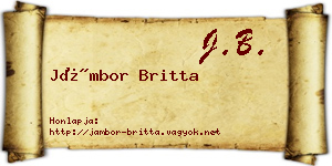 Jámbor Britta névjegykártya
